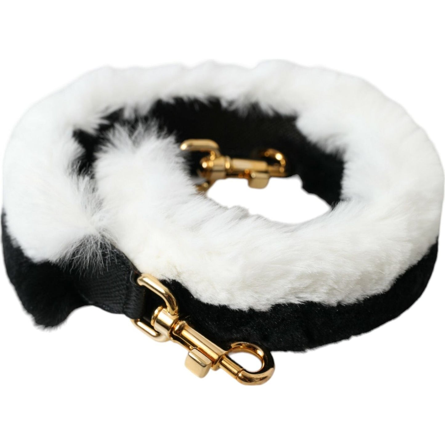 Dolce & Gabbana Black White Lapin Fur Accessory Shoulder Strap Dolce & Gabbana