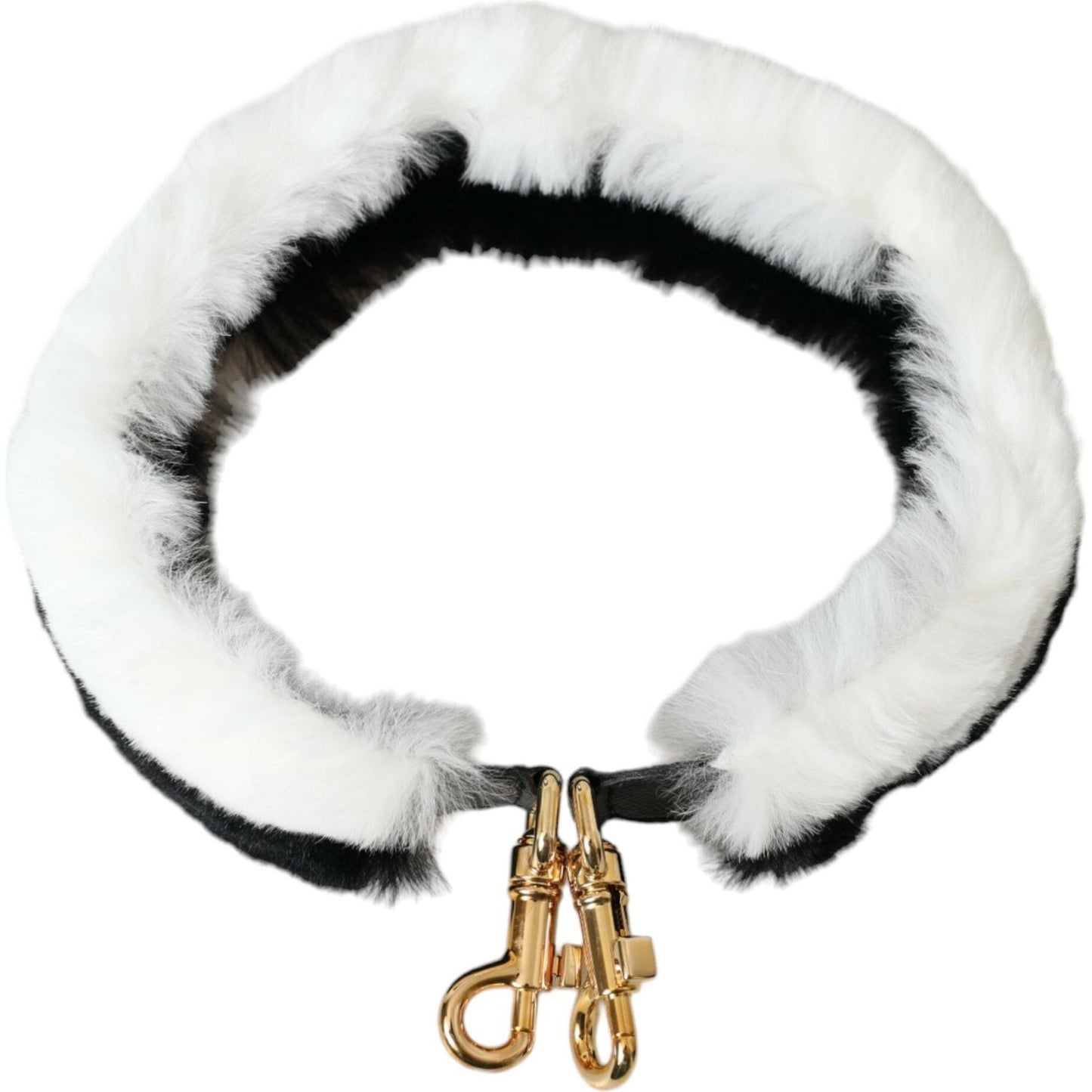 Dolce & Gabbana Black White Lapin Fur Accessory Shoulder Strap Dolce & Gabbana