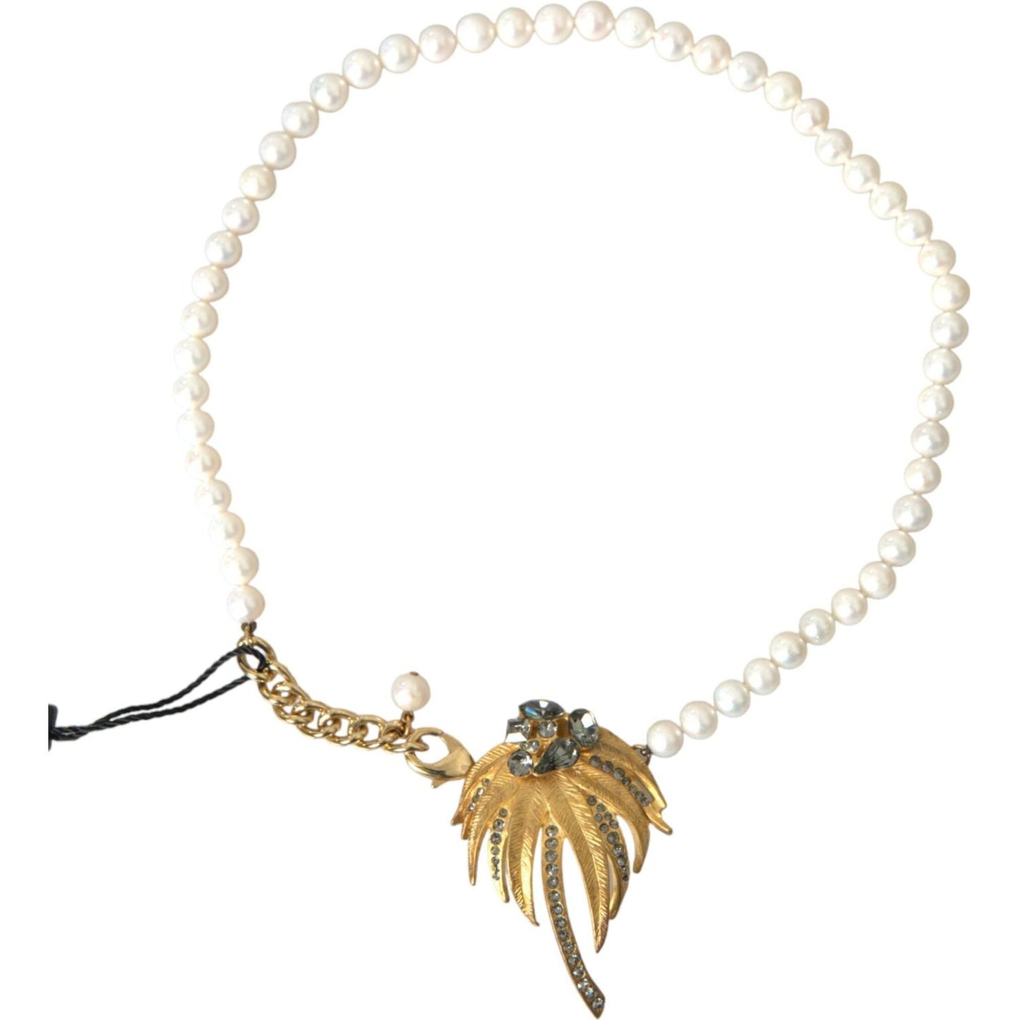 Dolce & Gabbana Gold Brass Crystal Pearl Tree Pendant Charm Necklace Dolce & Gabbana