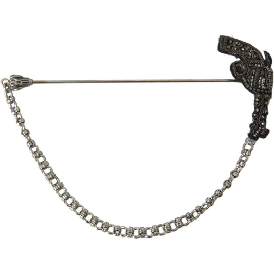 Dolce & Gabbana Brass Copper Silk Revolver Gun Men Brooch Lapel Pin
