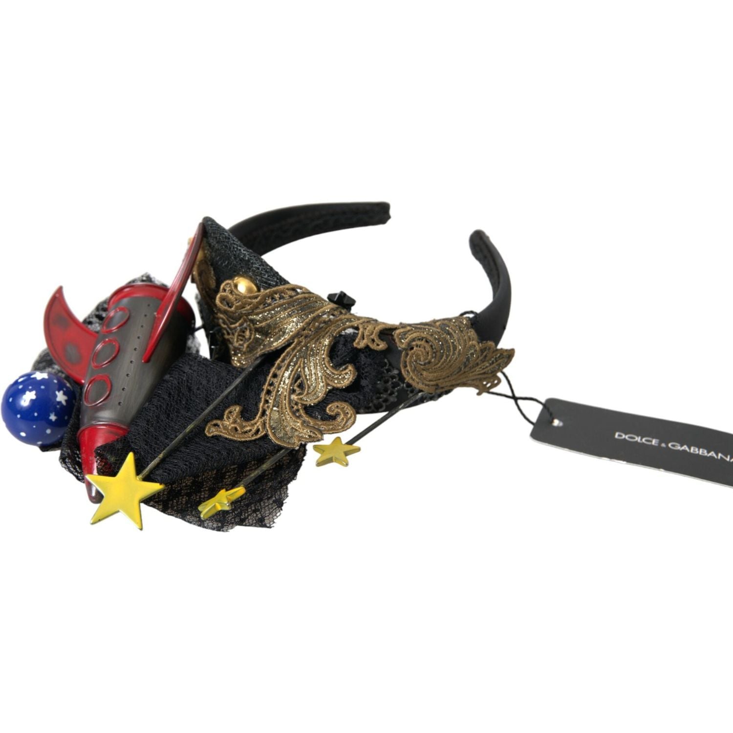 عصابة رأس من دولتشي آند غابانا متعددة الألوان على شكل صاروخ من الكريستال