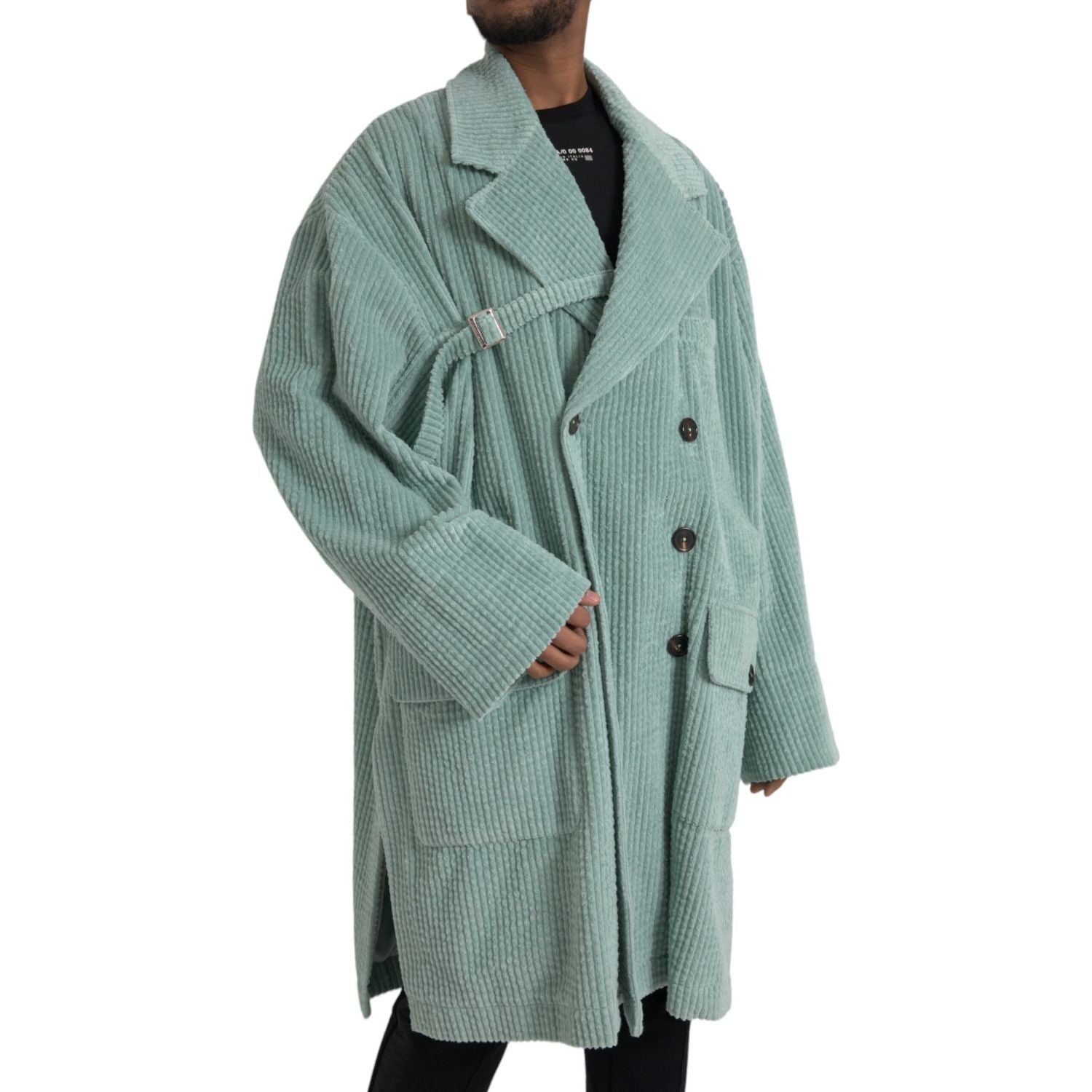 سترة دولتشي آند غابانا زرقاء مزدوجة الصدر من القطن المخملي