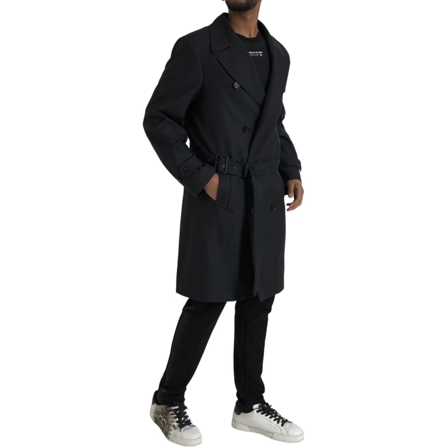 Dolce & Gabbana Black Double Breasted Trench Coat Jacket Dolce & Gabbana