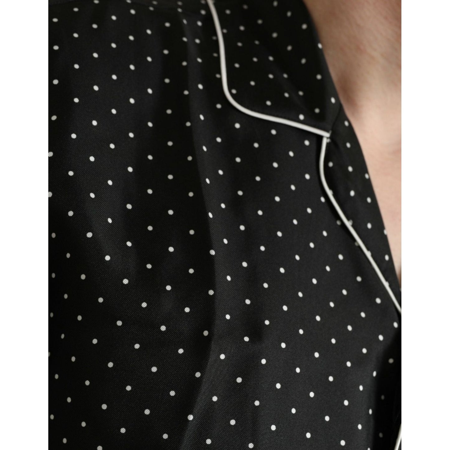 Dolce & Gabbana Black Polka Dot Silk Long Sleeve Shirt Dolce & Gabbana