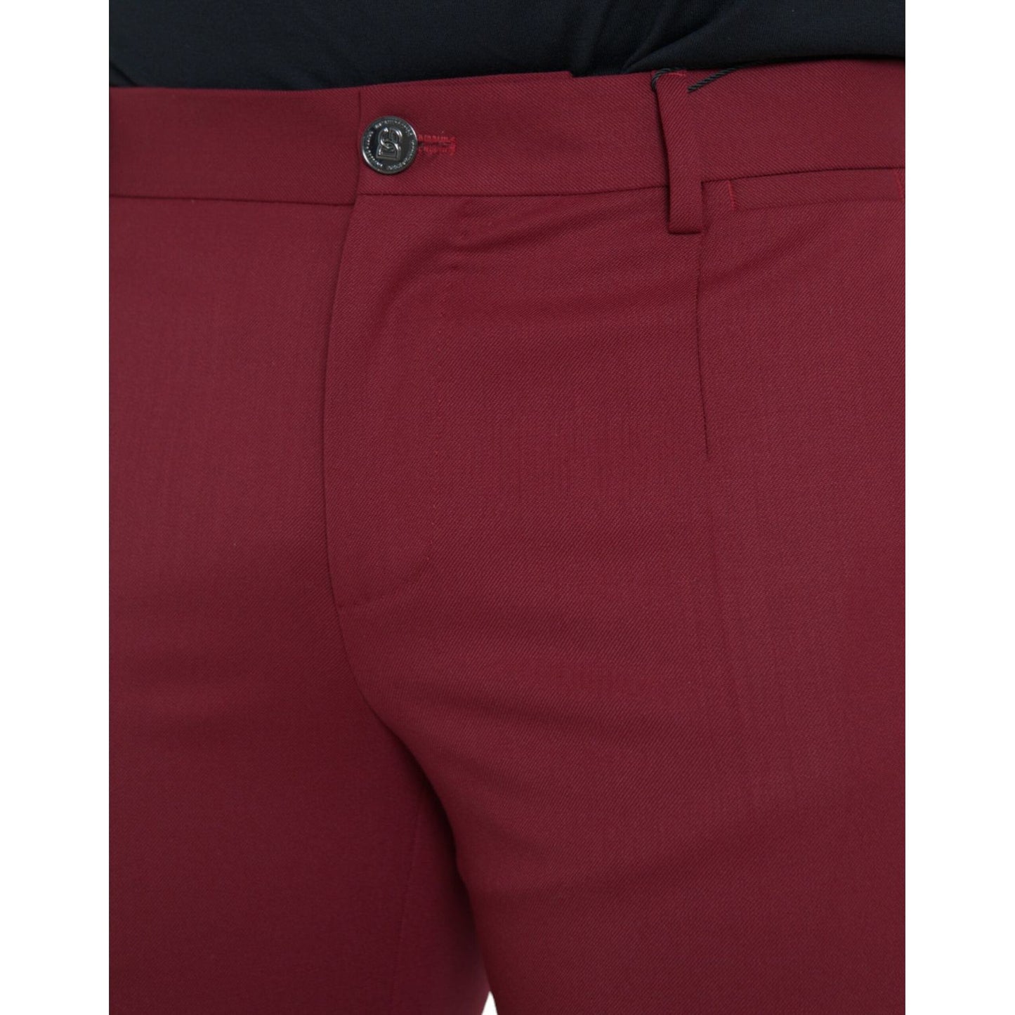 Dolce & Gabbana Red Wool Men Slim Fit Dress Pants Dolce & Gabbana