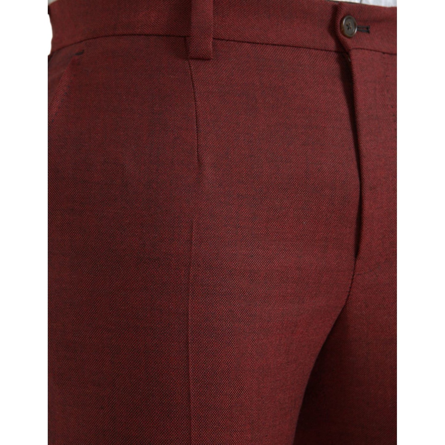 Dolce & Gabbana Maroon Wool Men Skinny Dress Pants Dolce & Gabbana