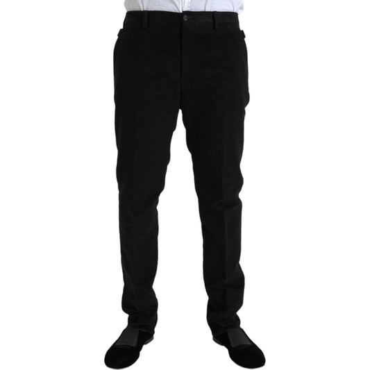 Dolce & Gabbana Black Cotton Velvet Skinny Pants Dolce & Gabbana