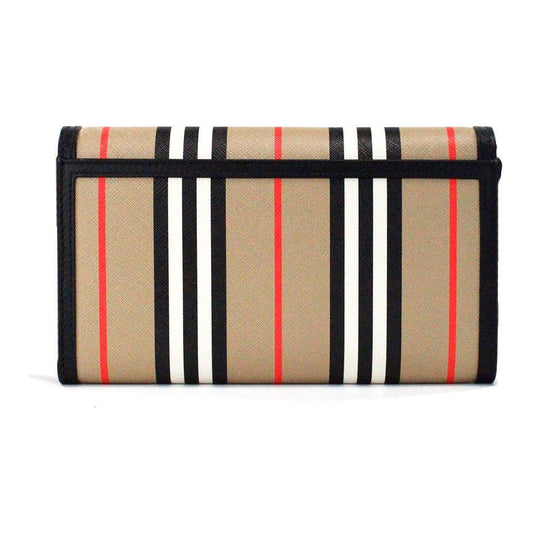 Burberry Hannah Icon Stripe Archive Black E-Canvas Leather Wallet Crossbody Bag Burberry