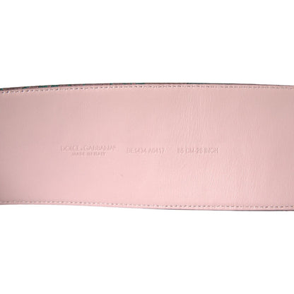 Dolce & Gabbana Multicolor Floral Jacquard Lurex Gold Buckle Belt