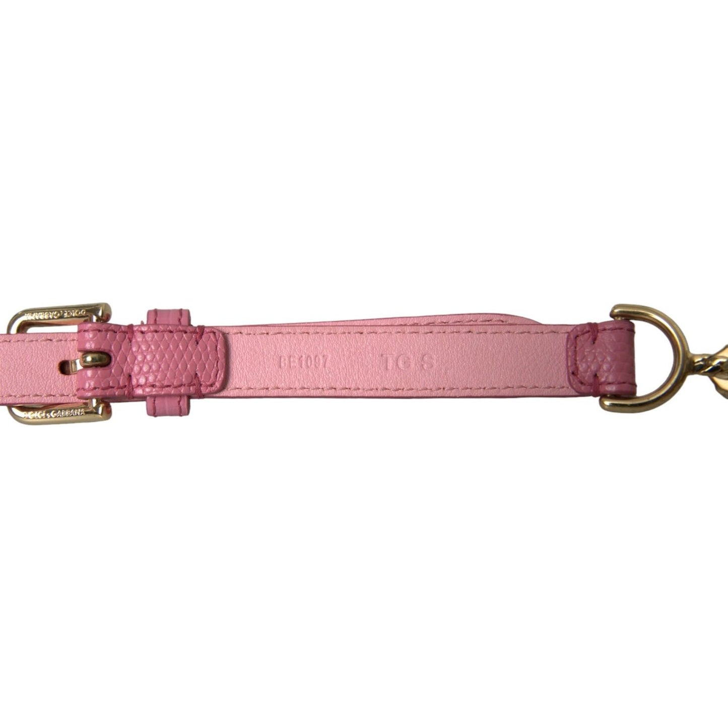 Dolce & Gabbana Pink Leather Crystal Chain Embellished Belt Dolce & Gabbana