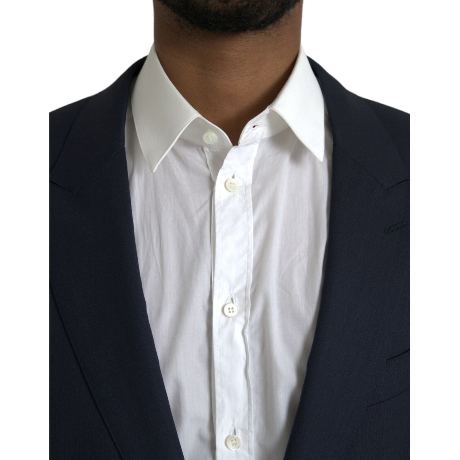 深蓝色羊毛单排扣大衣