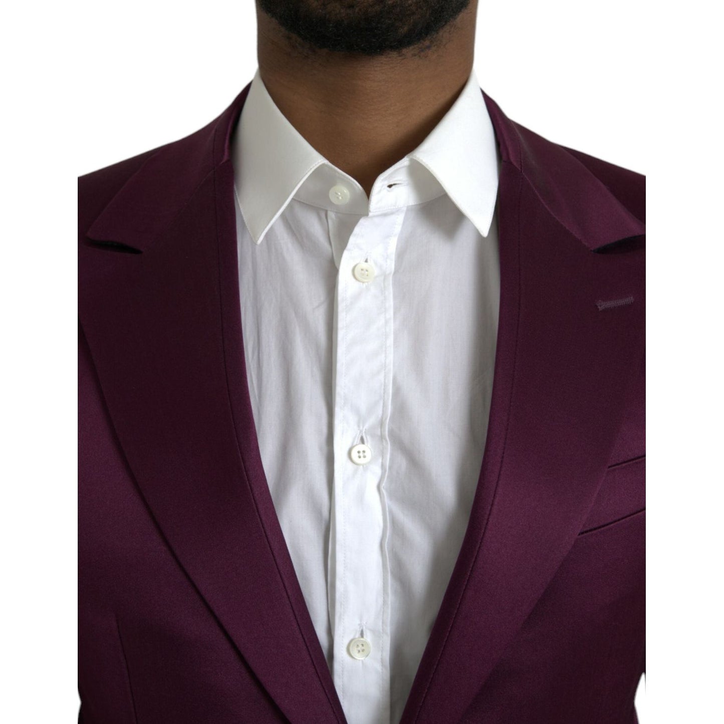 Dolce & Gabbana Maroon Silk Single Breasted Coat Blazer Dolce & Gabbana