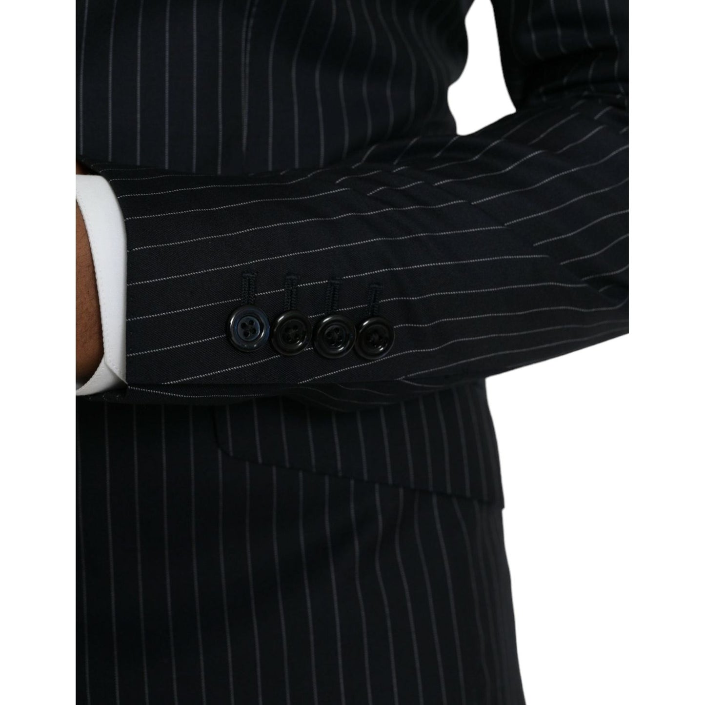 Dolce & Gabbana Black Stripe SICILIA Double Breasted Coat Blazer Dolce & Gabbana