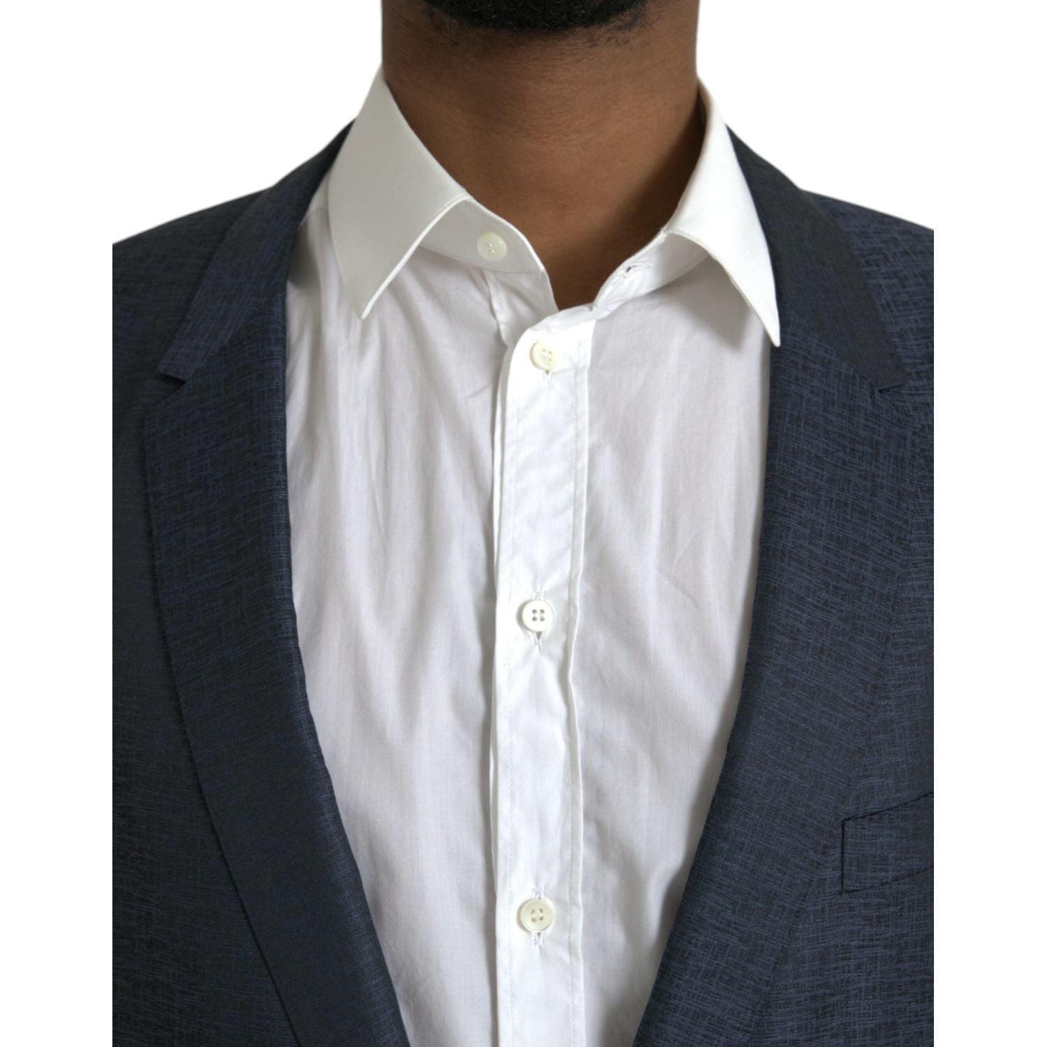 蓝色羊毛 GOLD 单排扣大衣