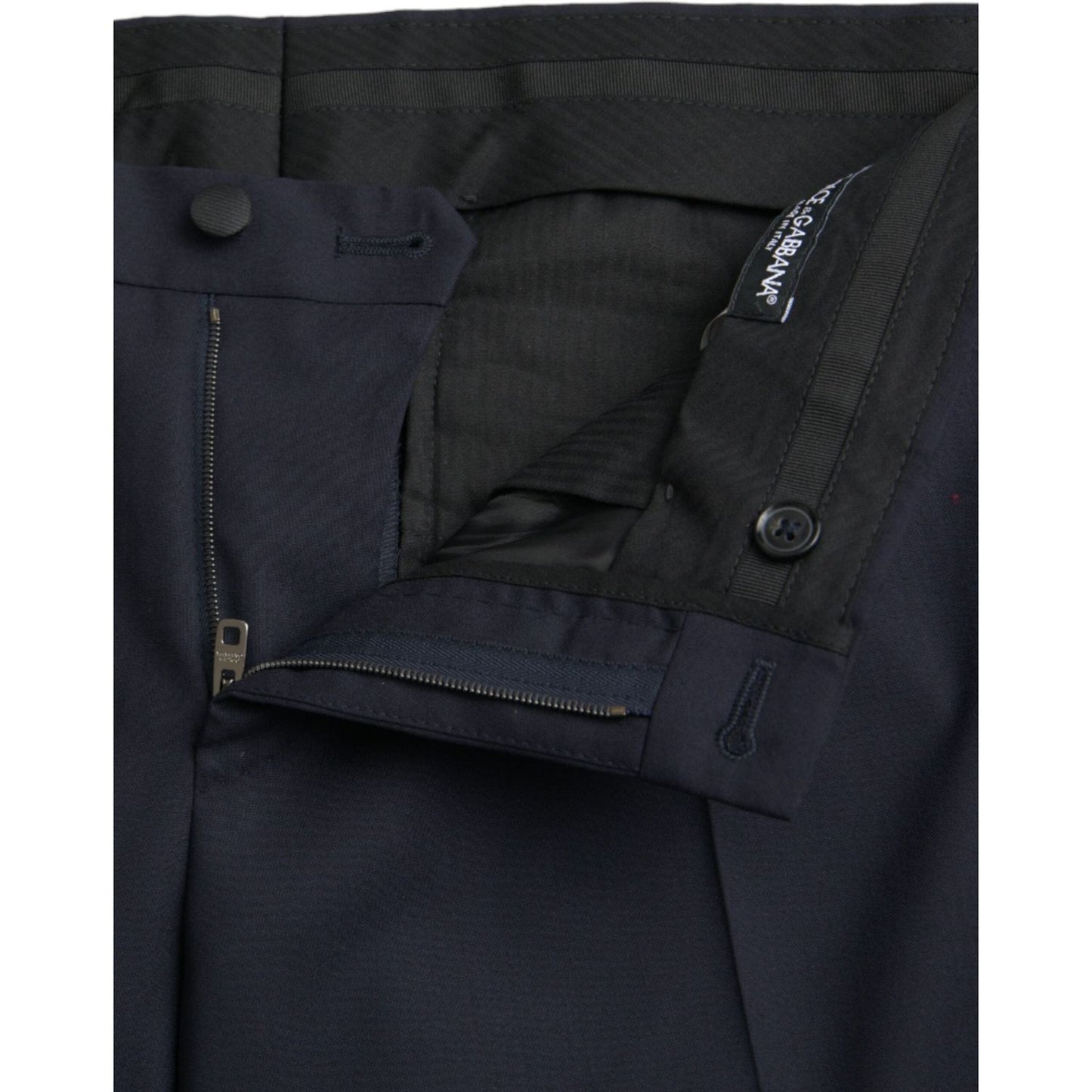 Dolce & Gabbana Dark Blue Wool Slim Fit Formal Pants Dolce & Gabbana