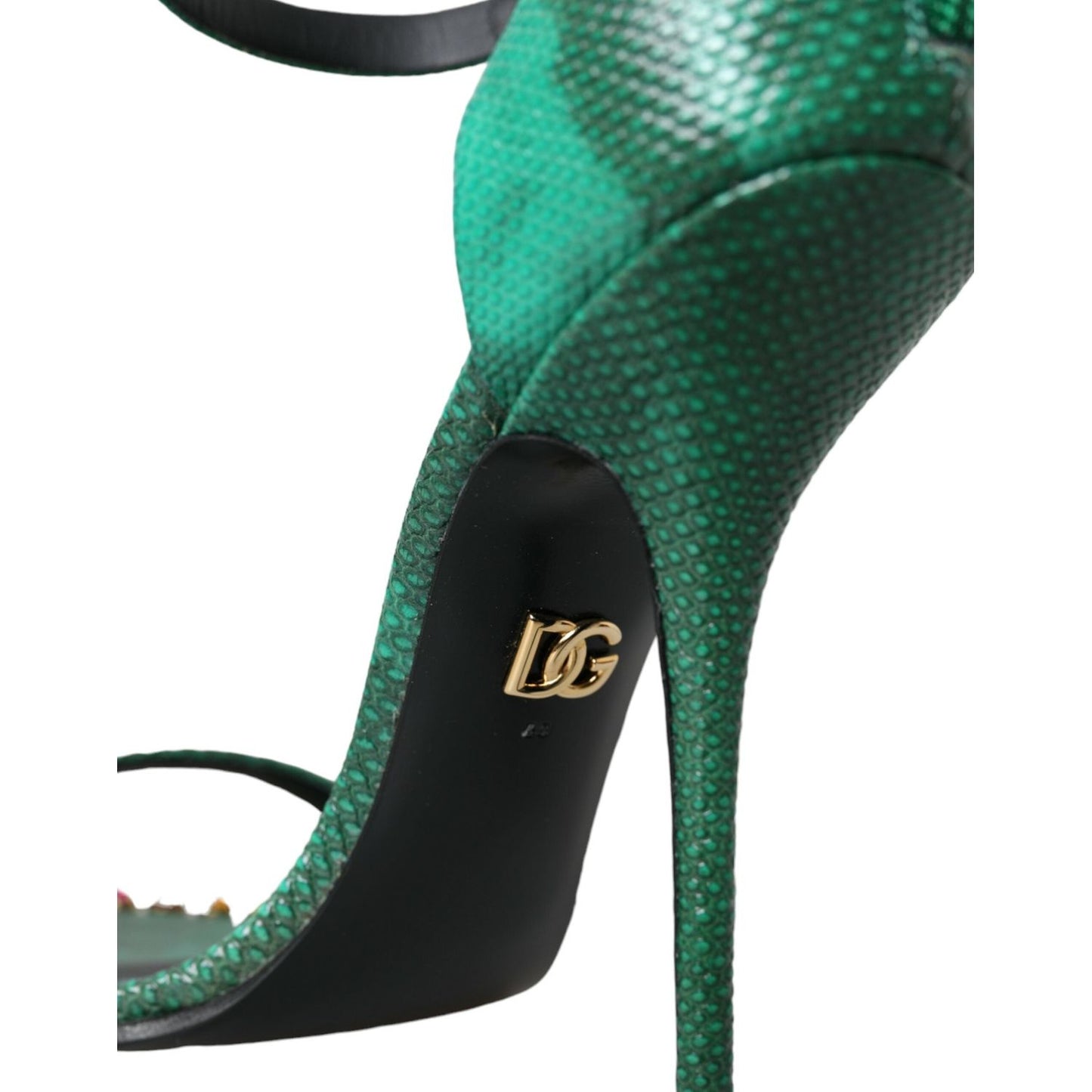 Dolce & Gabbana Green Exotic Leather Crystal Sandals Shoes Dolce & Gabbana