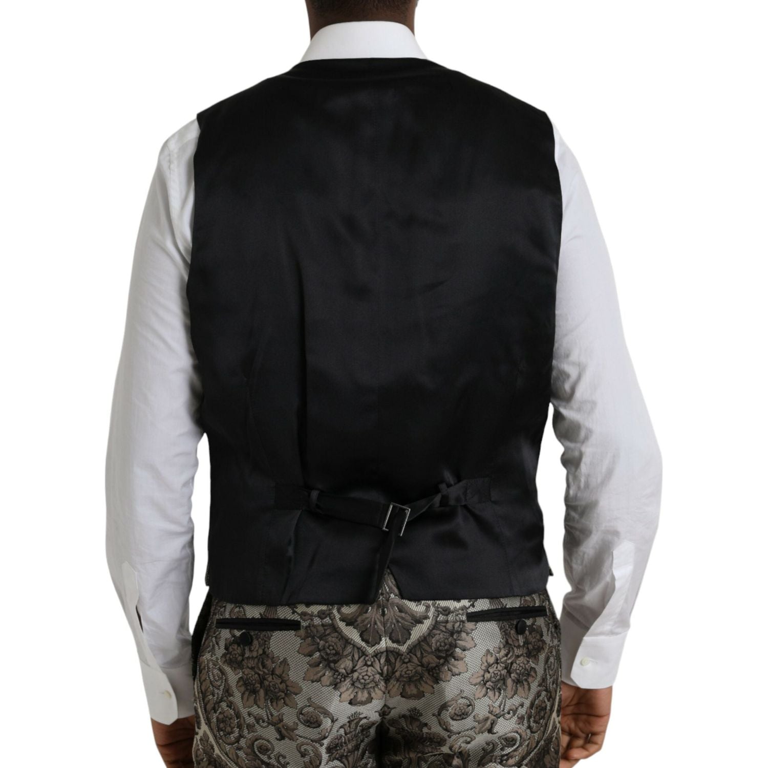 棕色花卉提花正装三件套西装