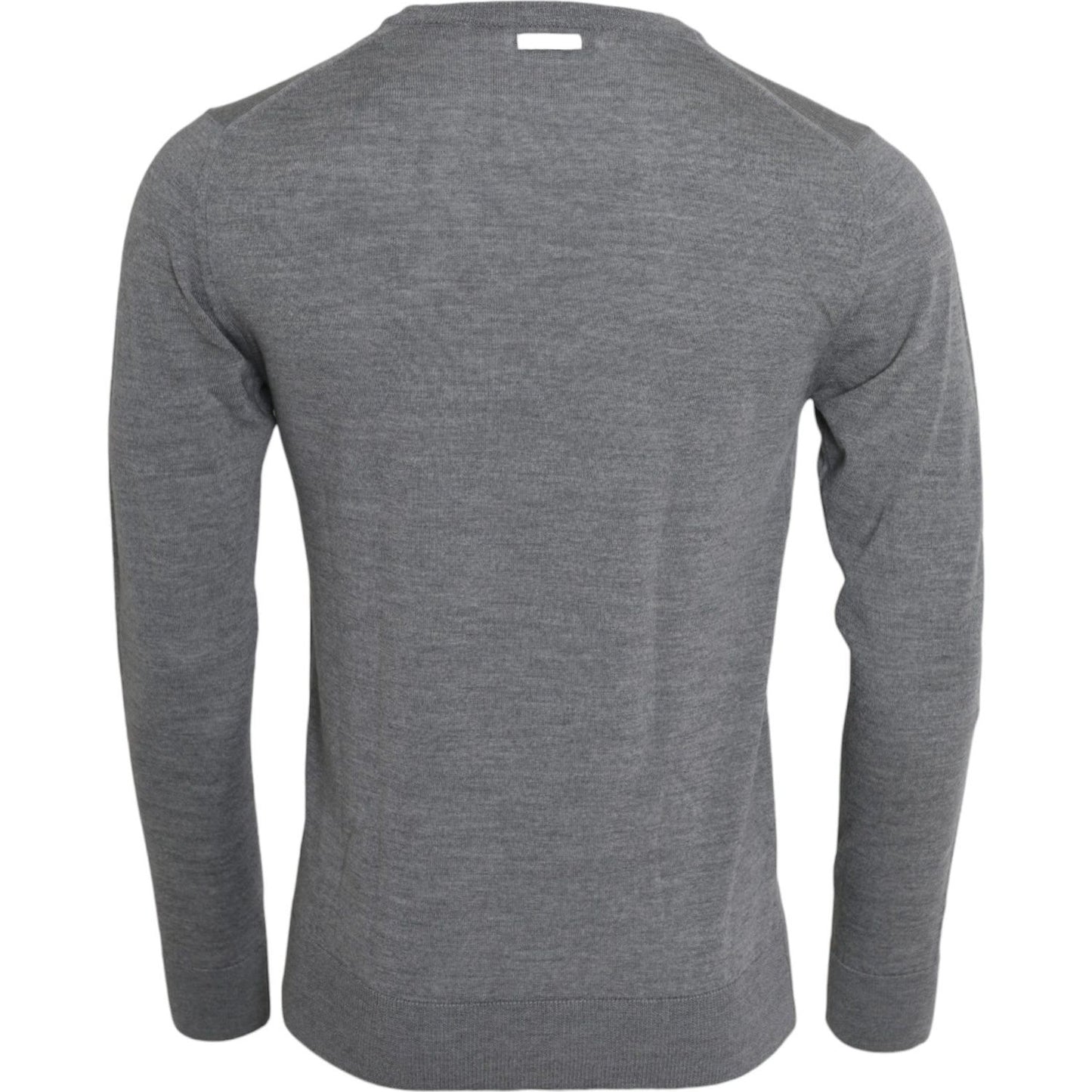 Dolce & Gabbana Ash Gray Wool Crew Neck Pullover Sweater Dolce & Gabbana