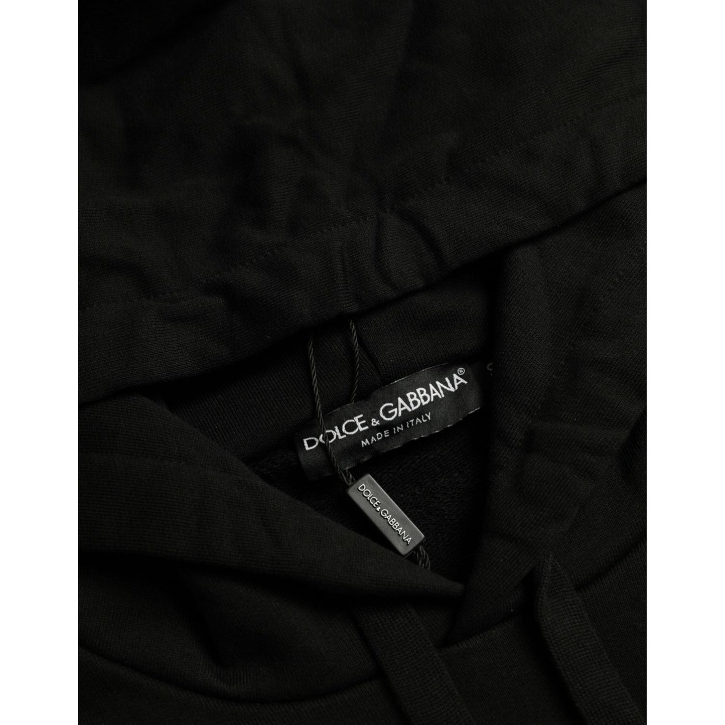 Dolce & Gabbana Black Cotton Hooded Sweatshirt Sweater Dolce & Gabbana