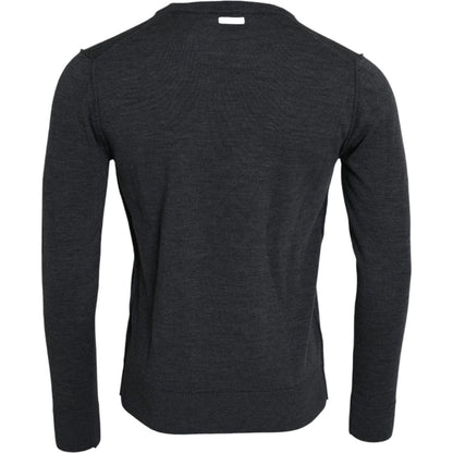 Dolce & Gabbana Dark Gray Wool Crew Neck Pullover Sweater