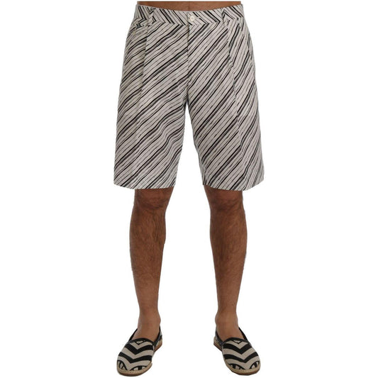 Dolce & Gabbana White Black Striped Casual Shorts