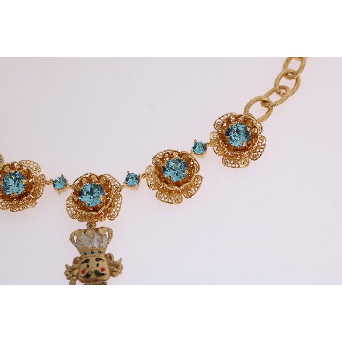 Dolce & Gabbana Elegant Gold Crystal Statement Necklace Necklace Dolce & Gabbana