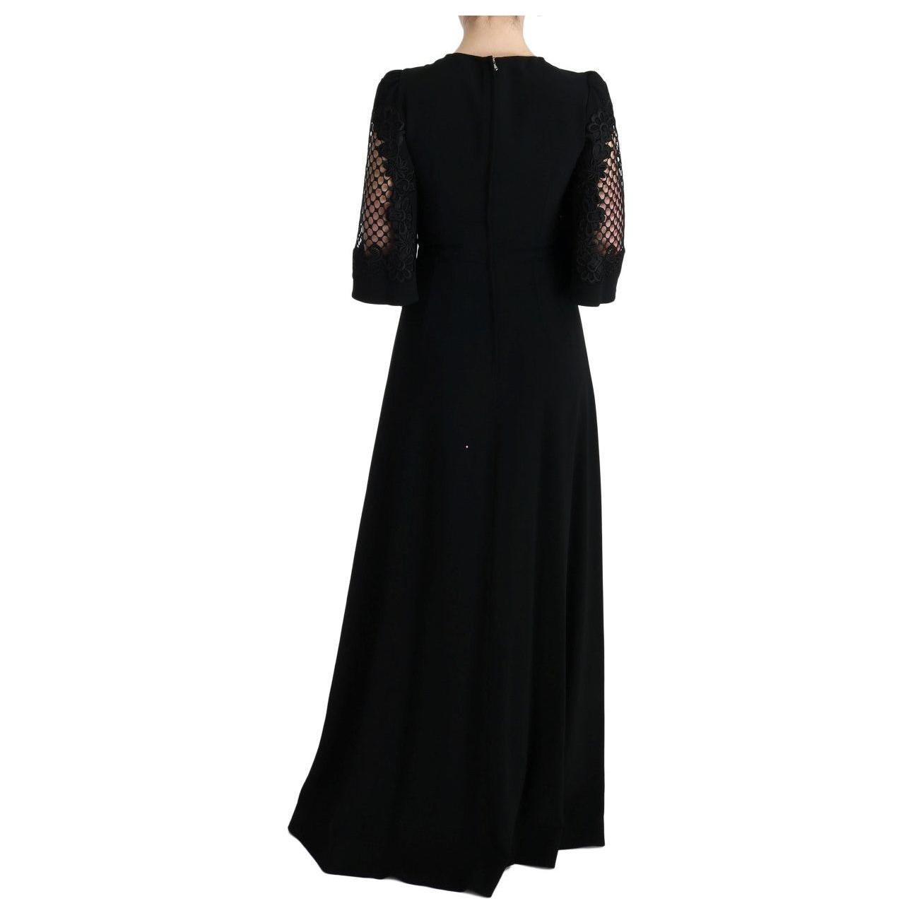 Dolce & Gabbana Elegant Black Floral Maxi Dress Dolce & Gabbana