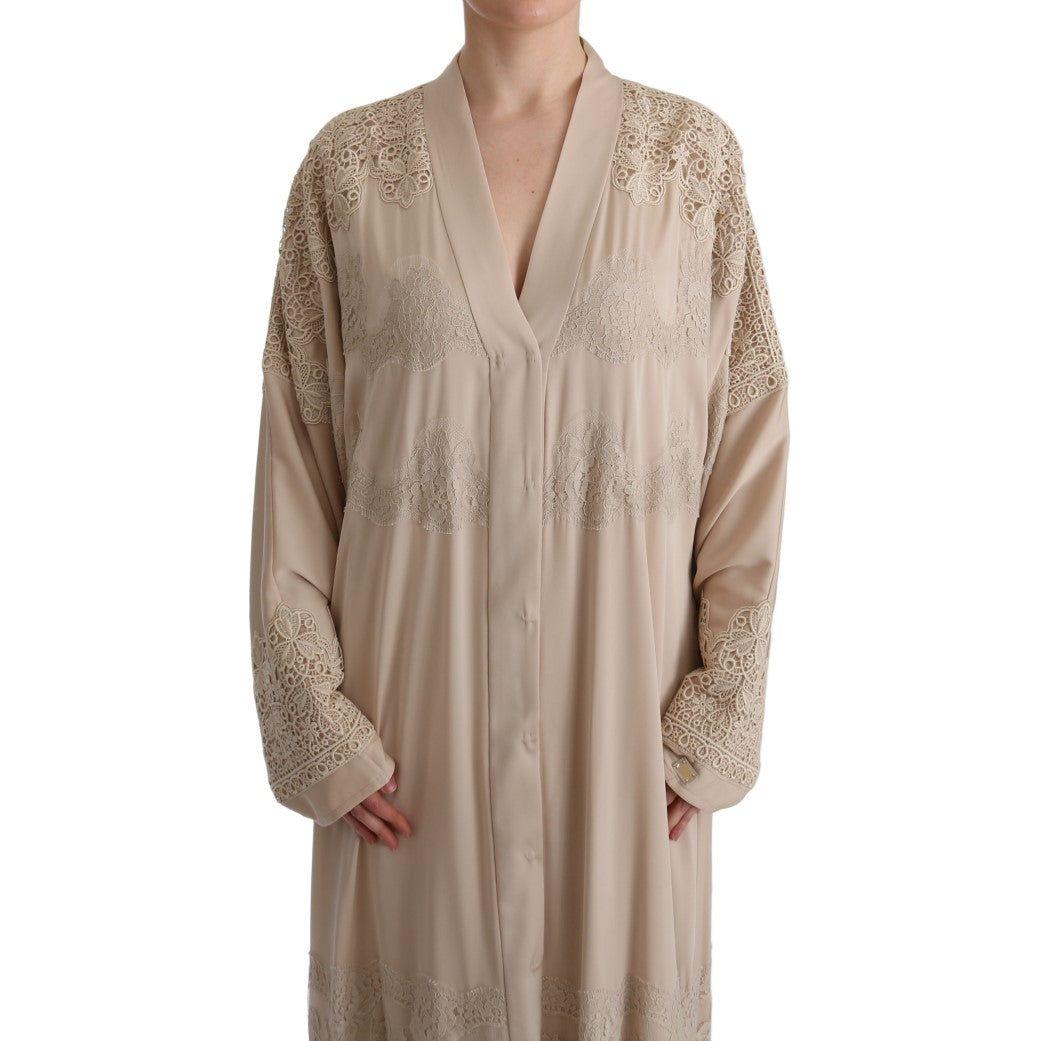 Dolce & Gabbana Elegant Beige Cape Kaftan Dress Dolce & Gabbana