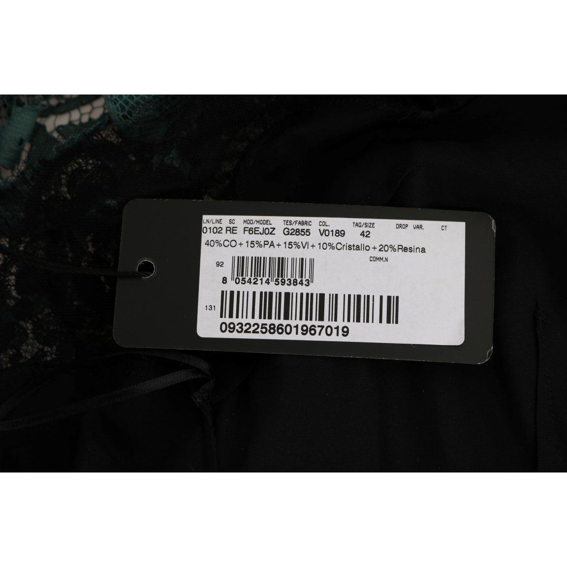 优雅绿色水晶镶嵌紧身连衣裙