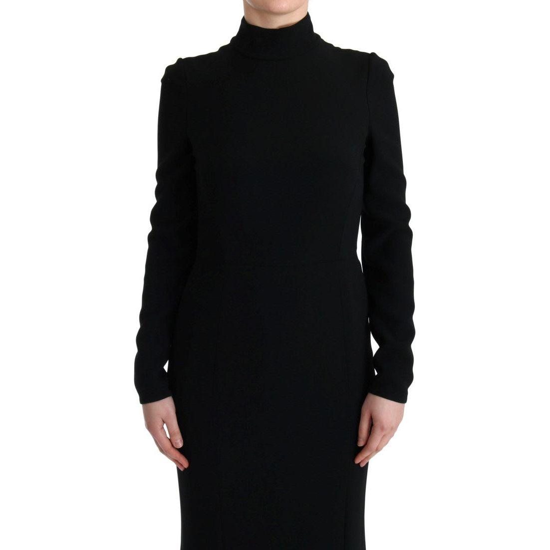 优雅全长黑色紧身礼服