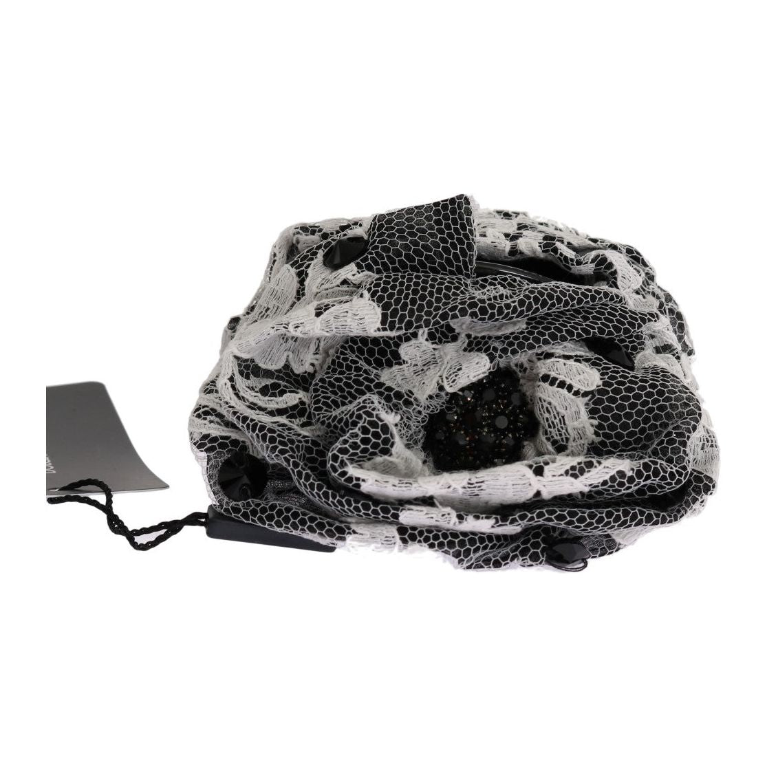 优雅的黑白花卉蕾丝水晶发夹