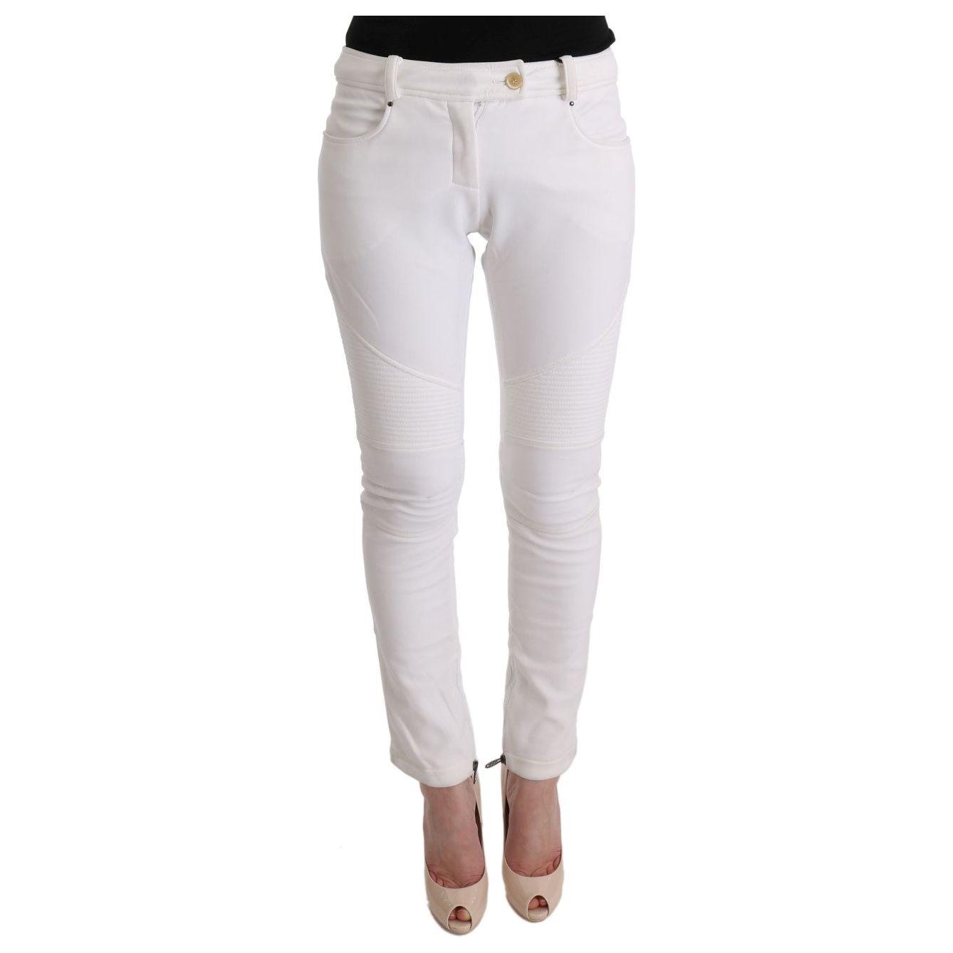 Ermanno Scervino White Cotton Slim Fit Casual Pants