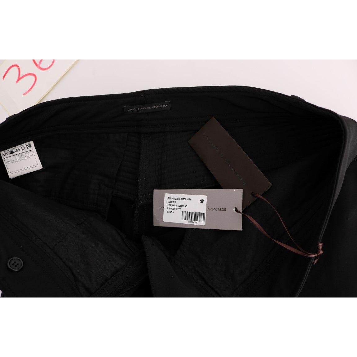 Ermanno Scervino Black Cotton Slim Fit Casual Pants