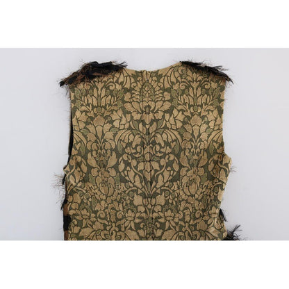 Dolce & Gabbana Black Silk Brown Fringes A-Line Dress