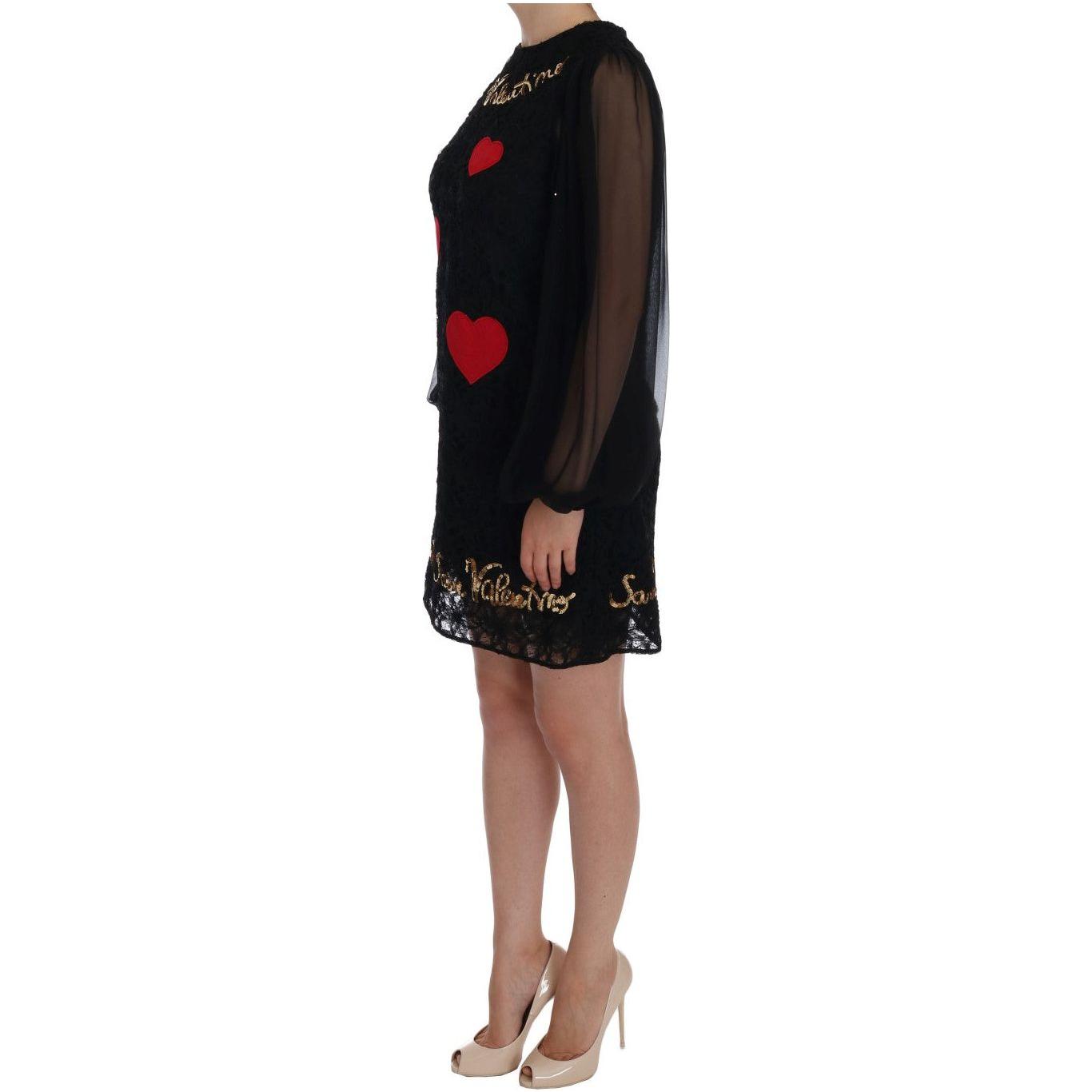 Dolce & Gabbana Black Lace Sequined Shift Dress Dolce & Gabbana