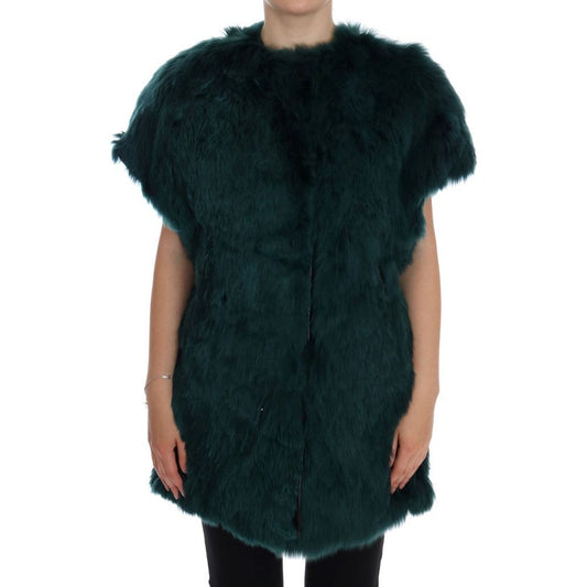 Dolce & Gabbana Exquisite Green Alpaca Fur Long Vest Dolce & Gabbana