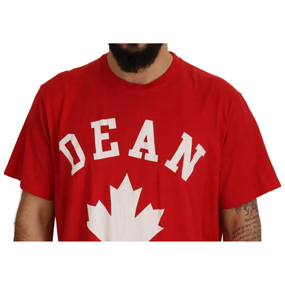 Dsquared² Red Printed Cotton Short Sleeves Crewneck T-shirt