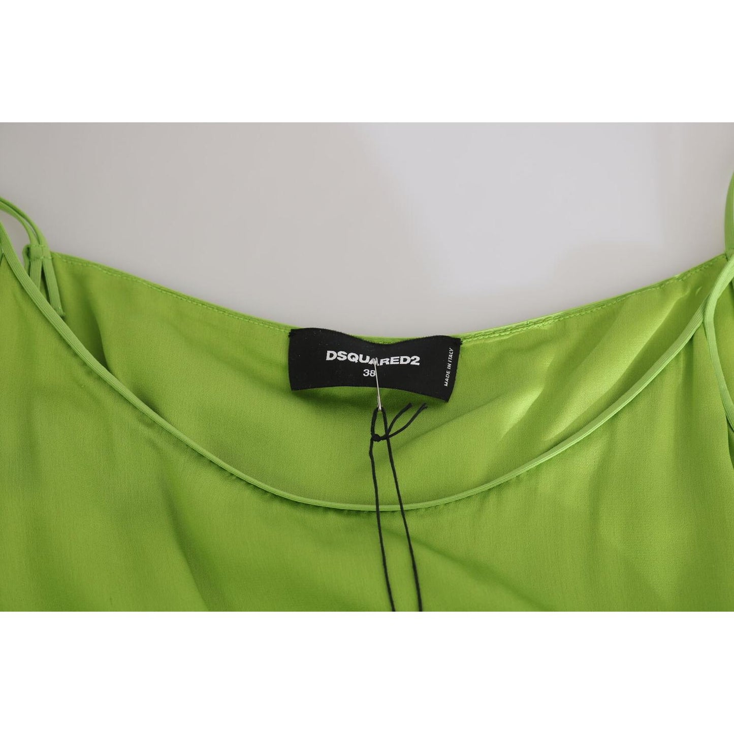 Dsquared² Green Spaghetti Strap Long A-line Pleated Dress Dsquared²