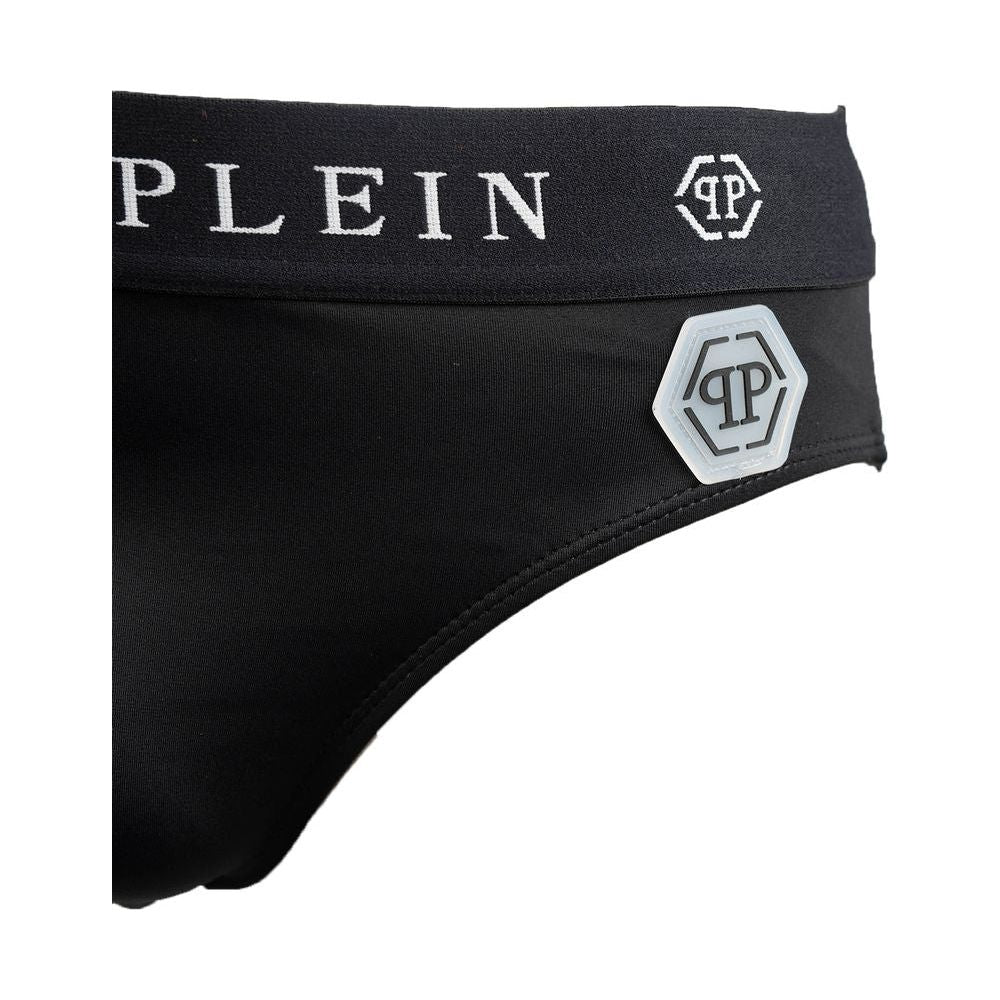 Philipp Plein Sleek Nylon Swim Briefs with Iconic Logo Detail Philipp Plein