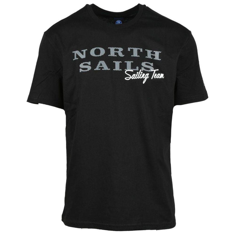 North Sails Embossed Logo Cotton Tee in Timeless Black North Sails