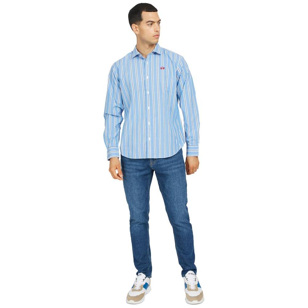 La Martina Elegant Striped Cotton Poplin Shirt La Martina