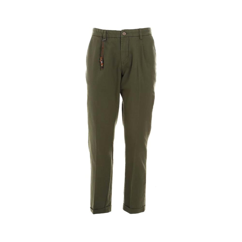 Yes Zee Elegant Green Cotton Chino Trousers Yes Zee