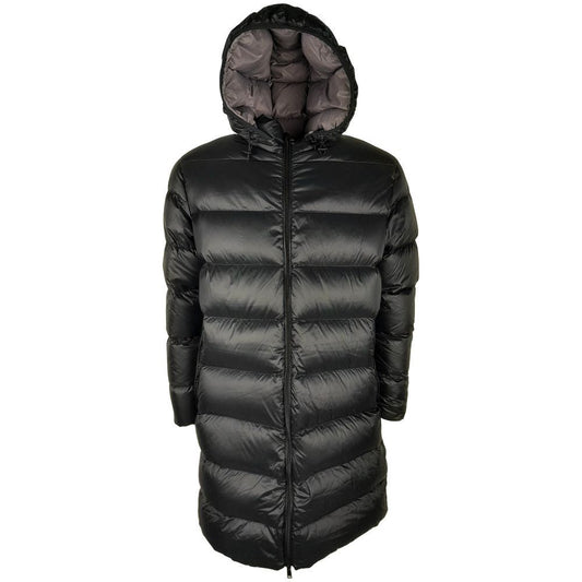 Centogrammi Sleek Black Nylon Down Jacket with Hood Centogrammi