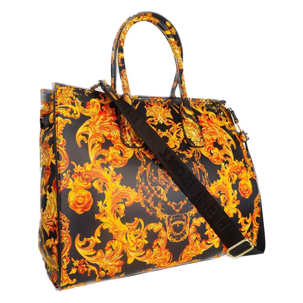 Plein Sport Elegant Black Shopper with Golden Accents Plein Sport