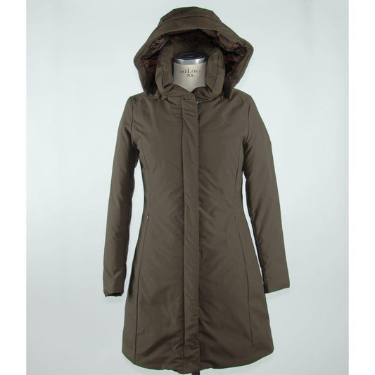 Emilio Romanelli Elegant Brown Polygon Jacket with Hood Emilio Romanelli