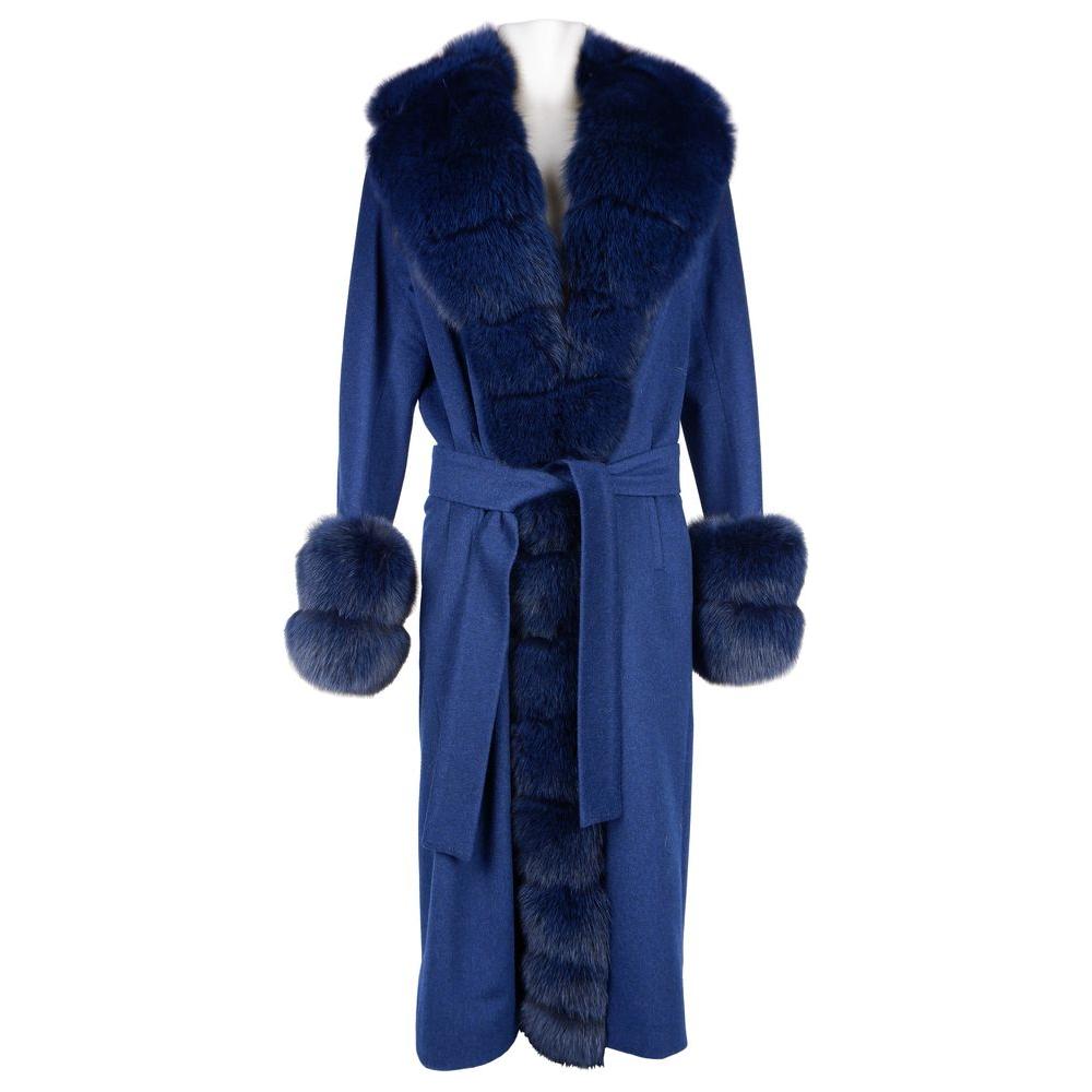 Made in Italy Elegant Wool Coat with Luxe Fox Fur Trim Made in Italy