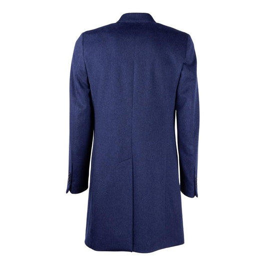 Made in Italy Navy Elegance Wool Coat for Men