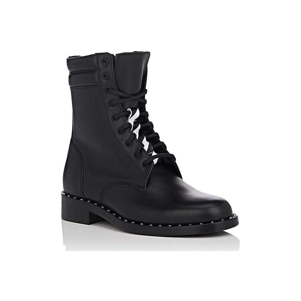 Off-White Studded Calfskin Lace-Up Ankle Boots Off-White