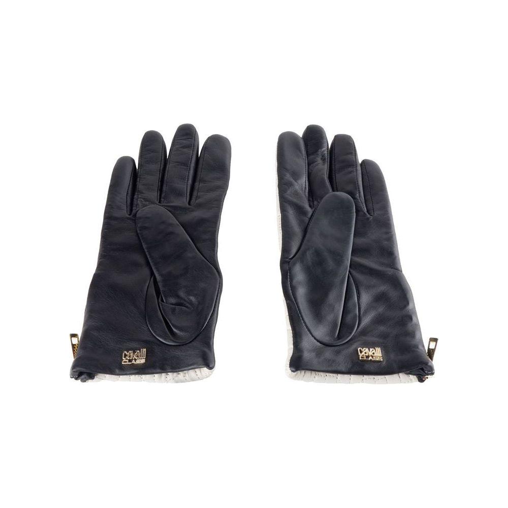 Cavalli Class Gray Lambskin Women Glove Cavalli Class