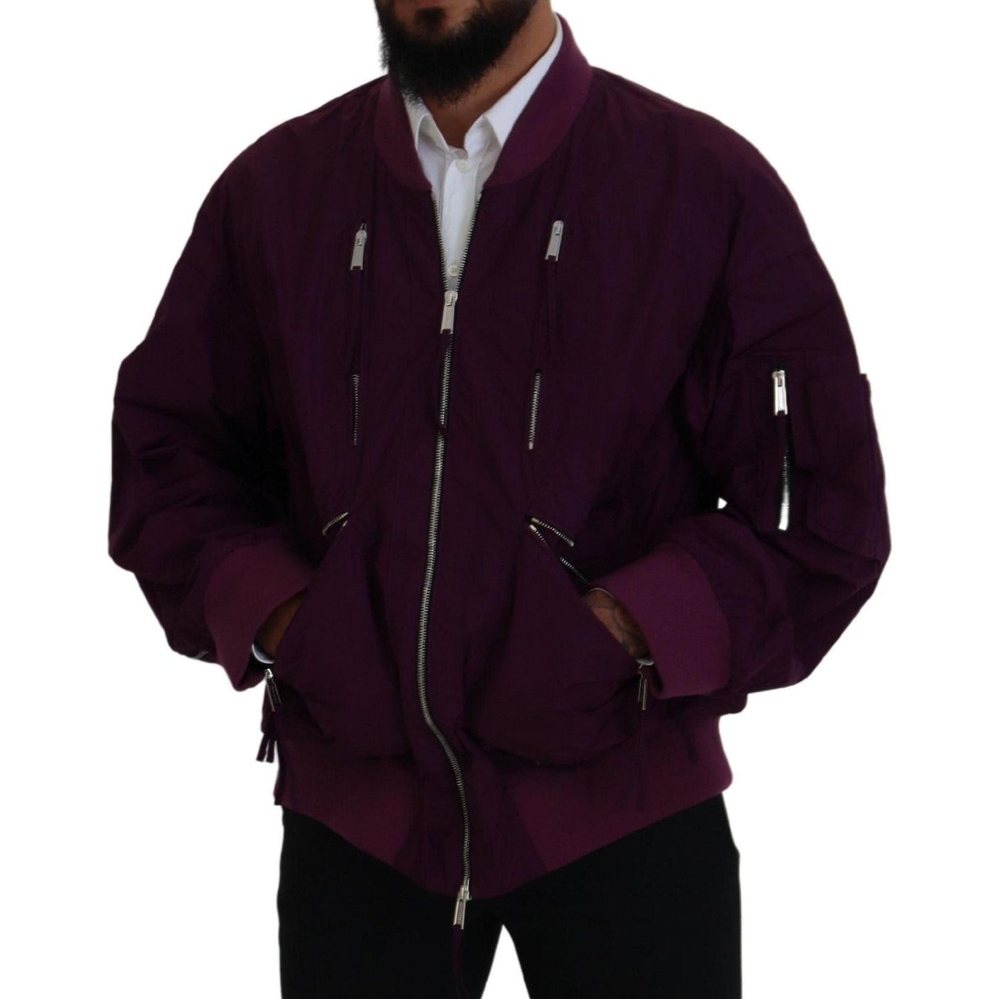 Dsquared² Purple Polyester Full Zipper Bomber Jacket Dsquared²